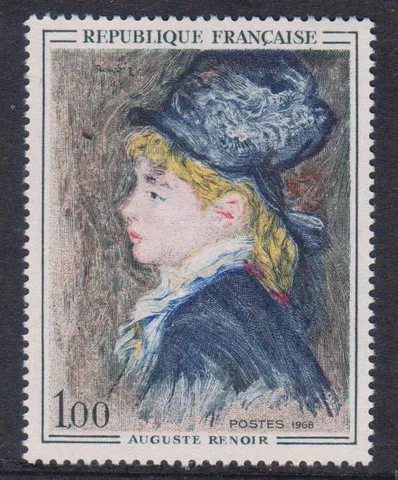 FR3026 Французский штамп 1968 арт серия картина Ренуара модель гравировка 1 шт Новые