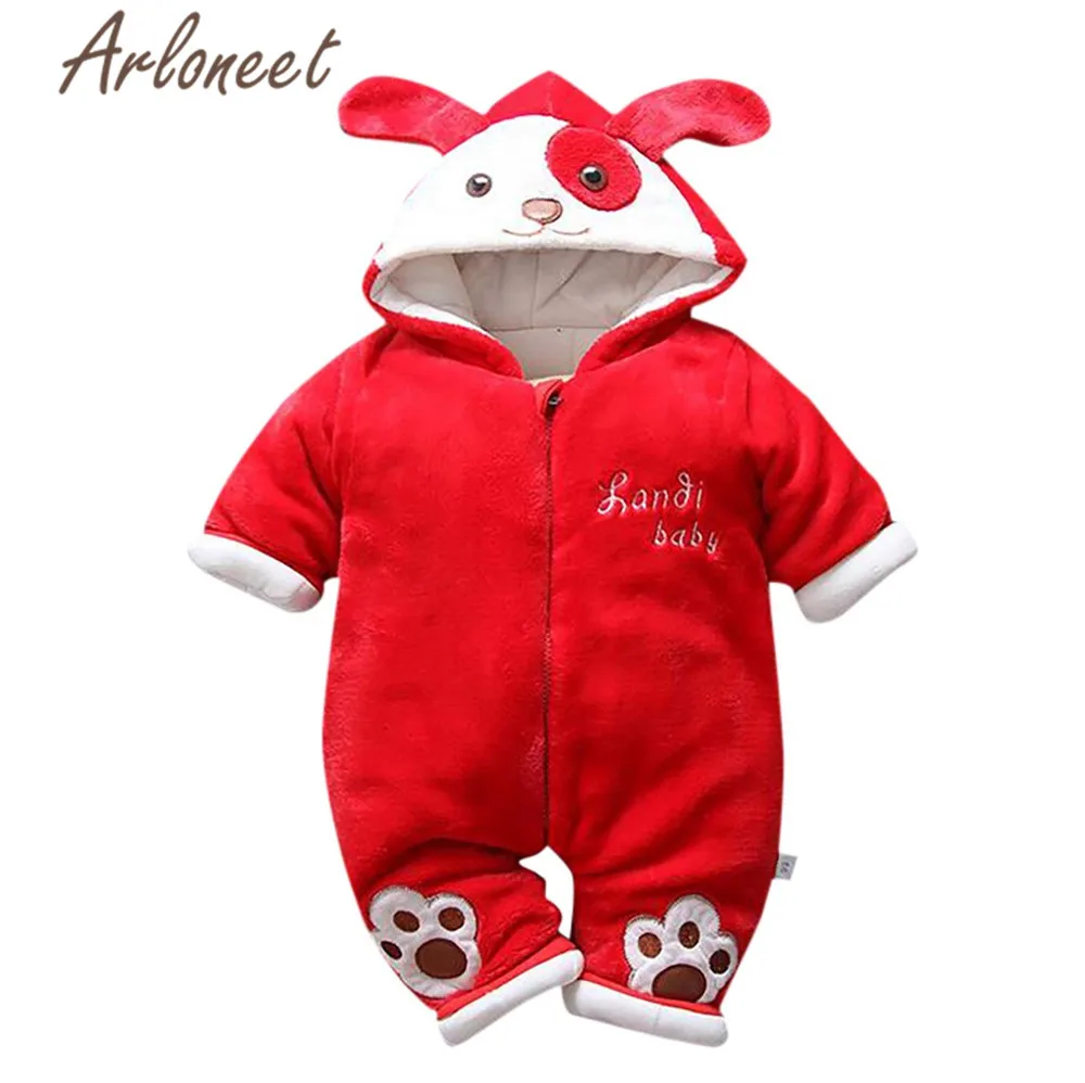 ARLONEET Cartoon Coat Baby Girls Winter Romper Dog Print Cotton Jumpsuit Hooded Outerwear Boy Down Jacket For Girl |