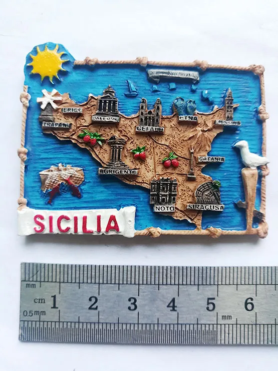 3d смолы холодильник стикер Sicilia Италия карта сувенир магнит декор для