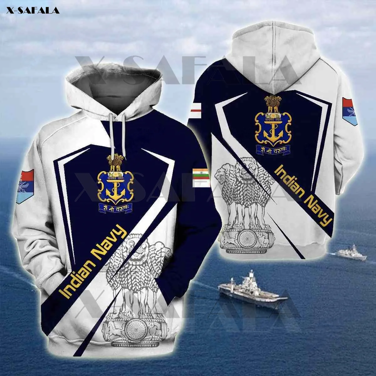 Толстовка мужская с капюшоном свитшот 3D-принтом герба и флага Японии на молнии