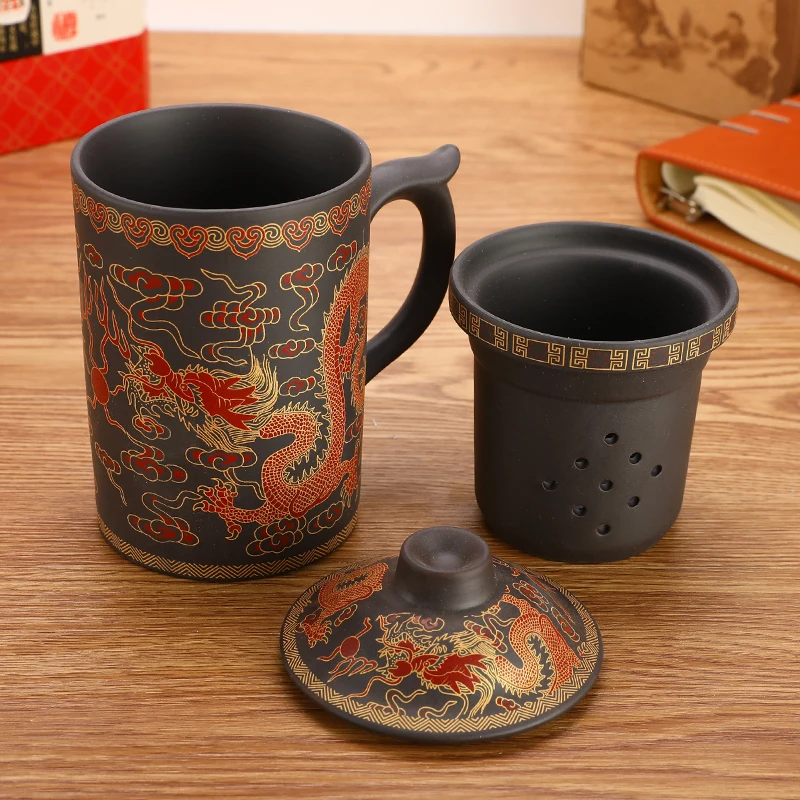 Чашка для воды с рисунком дракона аксессуары чая фиолетовый песок посуда Кунг Фу