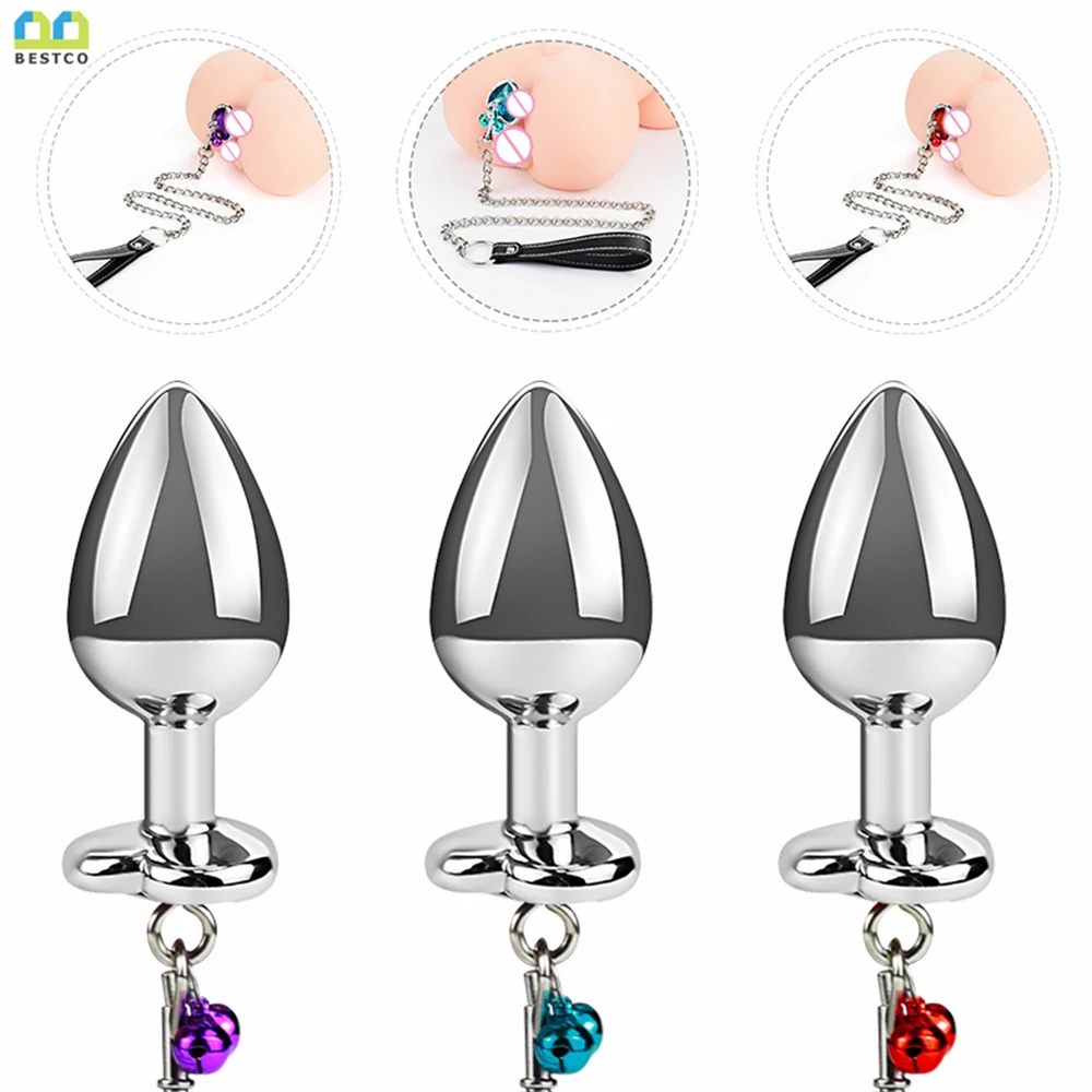 Поводок цепочка Bestco из нержавеющей стали анальная пробка с колокольчиками