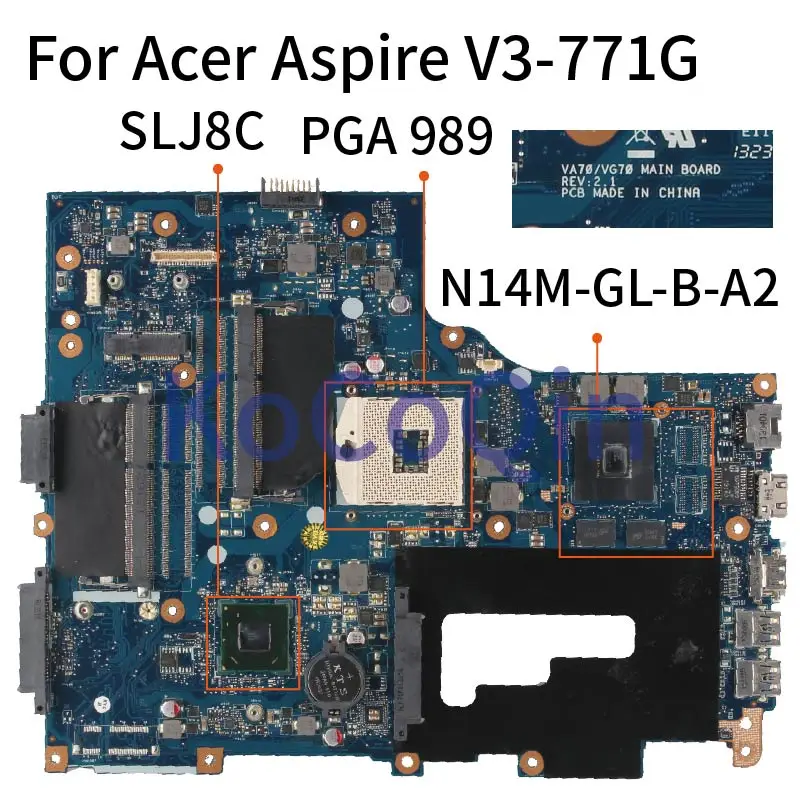 KoCoQin VA70/VG70 REV.2.1 для Acer Aspire V3 771 771G HM77 Материнская плата ноутбука SLJ8C PGA 989 N14M GL B A2