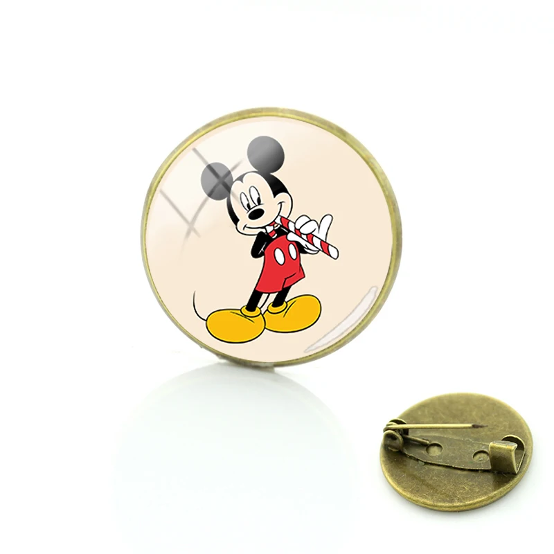 Брошь с изображением Микки из Диснея винтажная булавка круглым стеклом Мауса