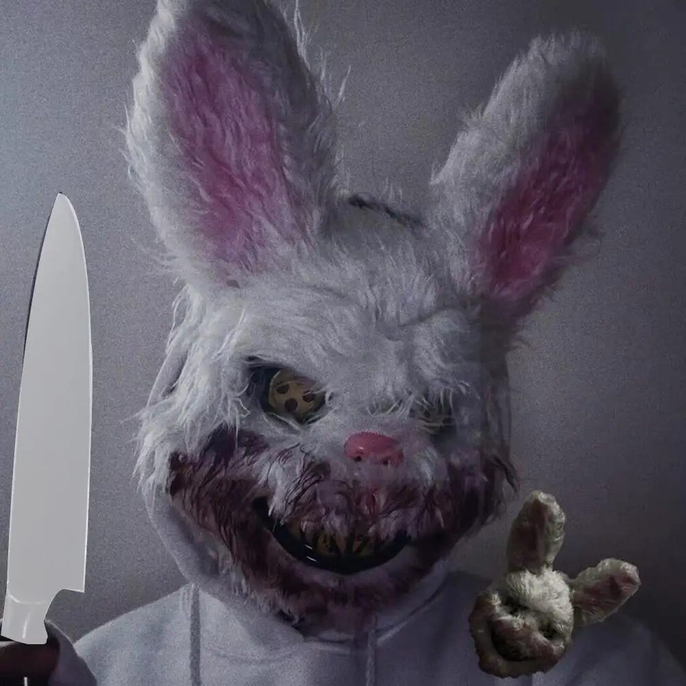 

Halloween Mask White Bunny Rabbit Bloody Creepy Halloween Killer Horror Party Adult Cosplay Mask Scary Masque