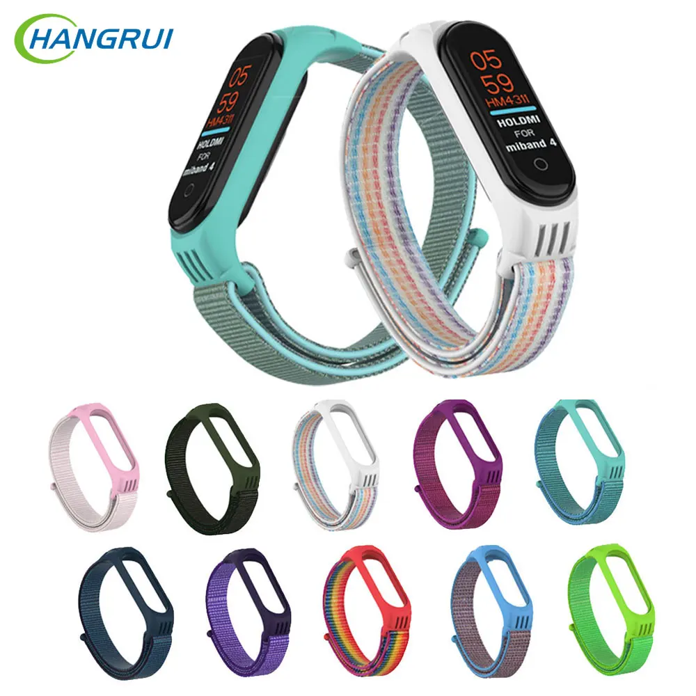 Hangrui нейлоновый ремешок с ТПУ чехлом для Xiaomi Mi Band 4 3 сменный часов Смарт наручные