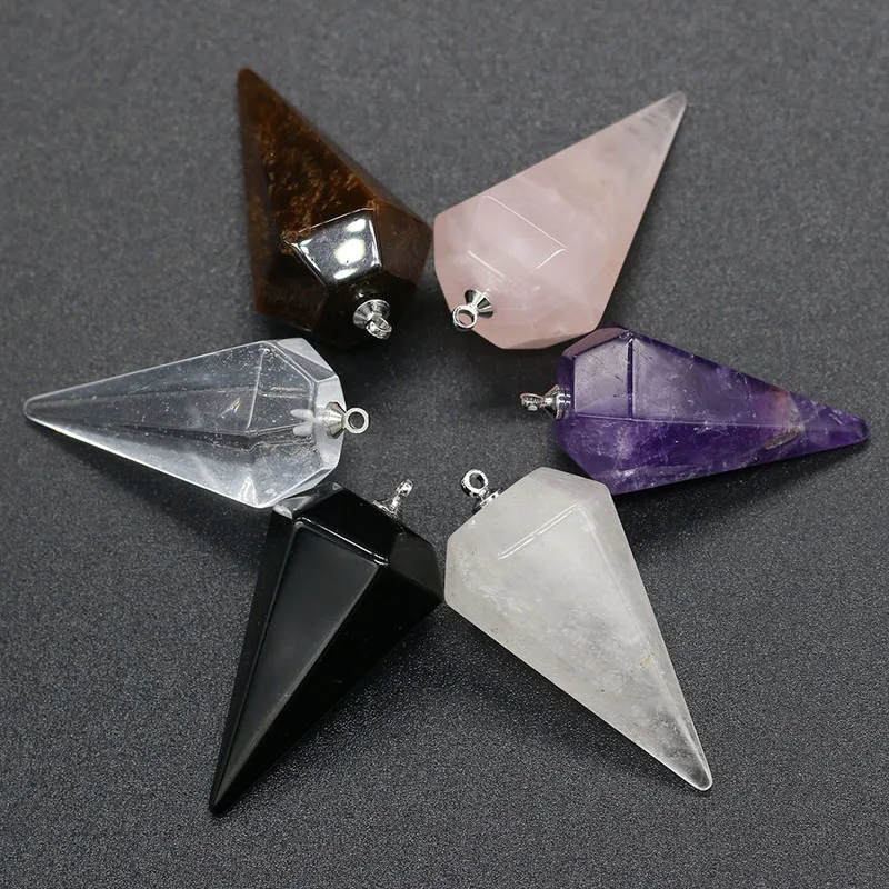 

New Natural stone pendant cone cut Rose quartzs pendant necklace for DIY jewelry best birthday gift size 20x40mm