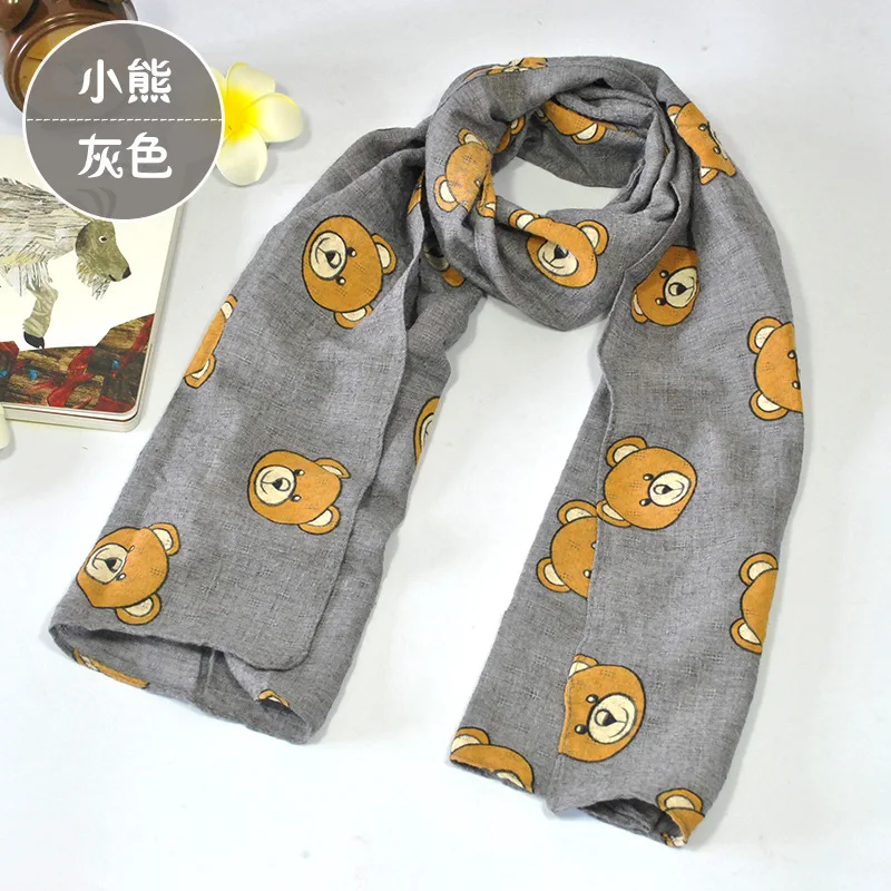 Осенне зимний тренд новый детский шарф с мультяшным принтом хлопковый из конопли