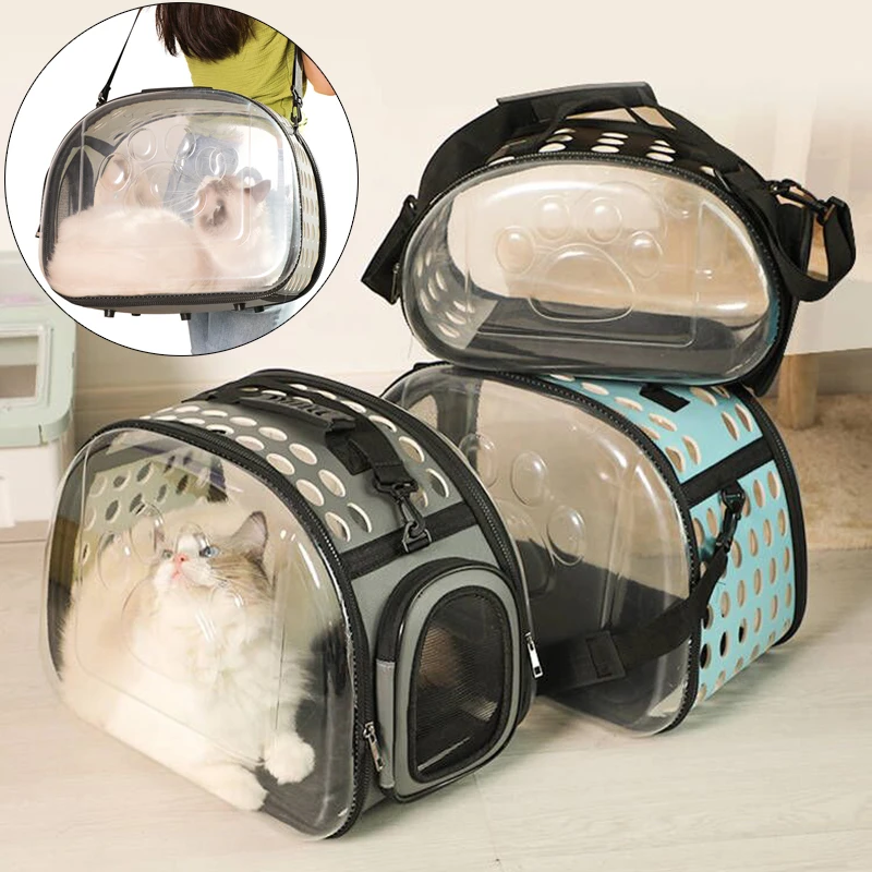 

Складная прозрачная сумка-переноска для кошек и собак, дорожная сумка на плечо для прогулок и котят, аксессуары для улицы