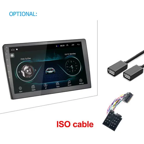 ISO Cable Podofo Android 10,1 ''MP5 мультимедийный плеер gps навигация Авторадио Bluetooth автомобильное радио wifi Зеркало Ссылка 2 Din автомобильный аудио стерео - Цвет: ISO Cable