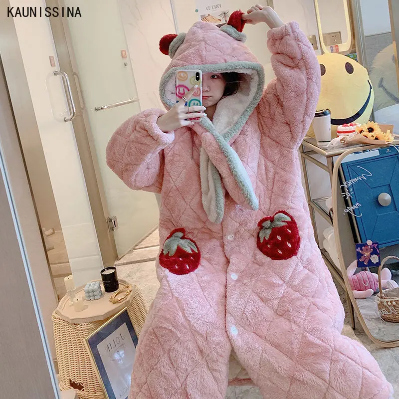 Женский зимний длинный халат очень толстый теплый фланелевый банный хлопковая