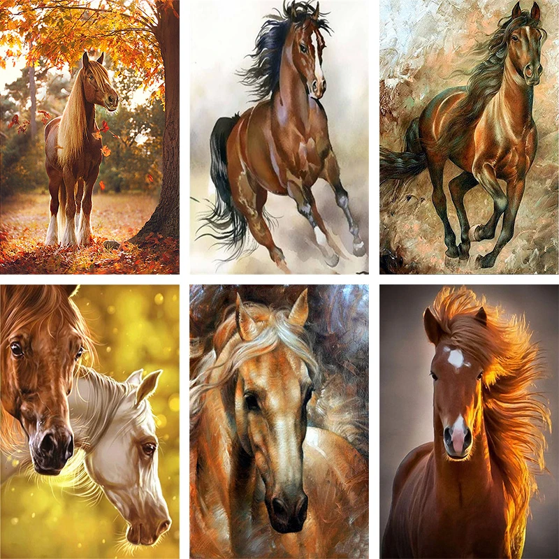 

5d Round Horse Diamond Painting Embroidery Animal Cross Stitch Handmade Diamond Painting Picture Craft Artist Home Decoration