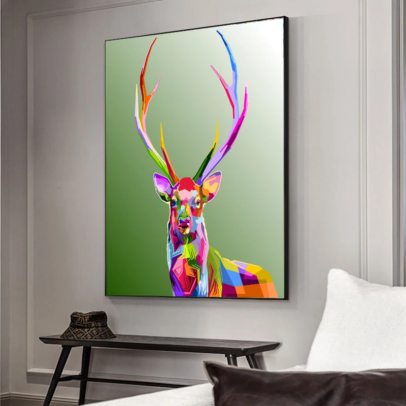 Рождественское украшение картина плакат с лосем холст принт маслом ручная