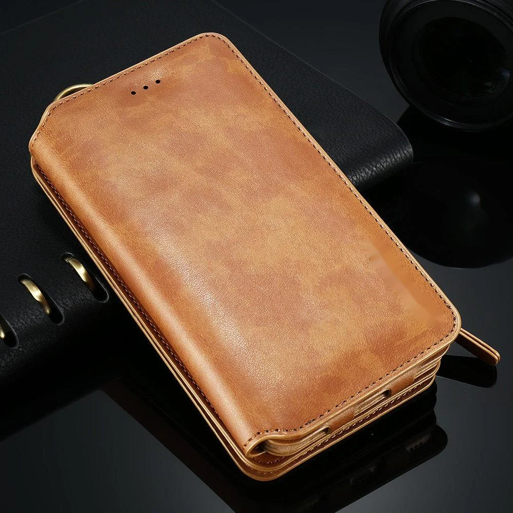 

FLOVEME Leather Wallet Case For iPhone 12/12 Pro Max/12 Mini 11/11 Pro XR X XS Max 8 7 6 6S Plus 5S Case Retro Protective Cover