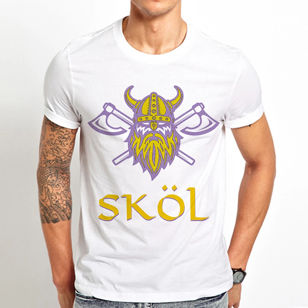 2019 забавная Мужская футболка викинга с символом impression новая белая Повседневная
