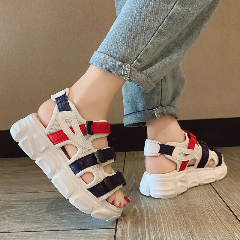 2019 г. летние женские спортивные сандалии с открытым носком наклейки пляжная