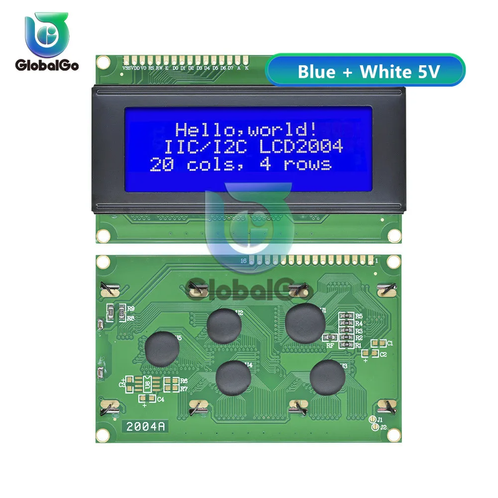 ЖК 2004 2004 20x4 2004A синий/зеленый ЖК-дисплей HD44780 символ IIC/I2C SPI интерфейс адаптер модуль для arduino 3,3 V 5V - Цвет: 5V Without Adapter
