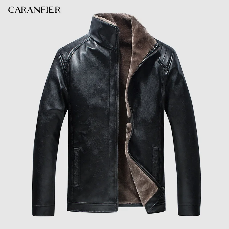 004 CARANFIER, новинка, зимняя мотоциклетная мужская кожаная куртка, Мужская ветровка, Куртки из искусственной кожи, мужская верхняя одежда, теплая бейсбольная куртка из искусственной кожи, Размер 4XL - Color: 004