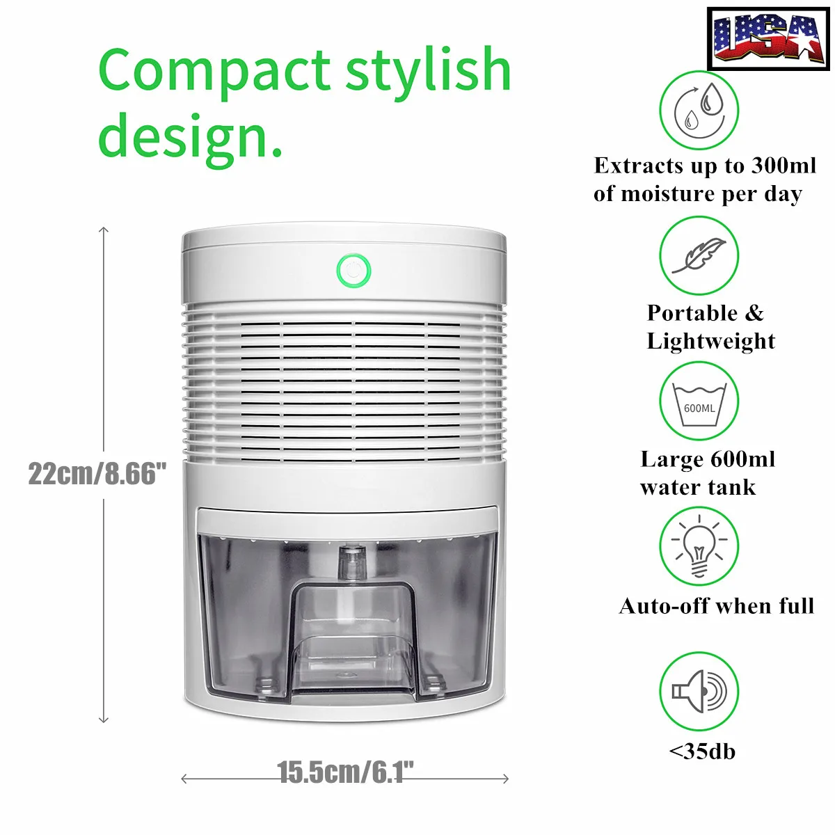 

240V Air Dryer Home Dehumidifier Moisture Absorber Electric Cool Dryer 600ML Water Tank for Home Bedroom Kitchen Office EU plug