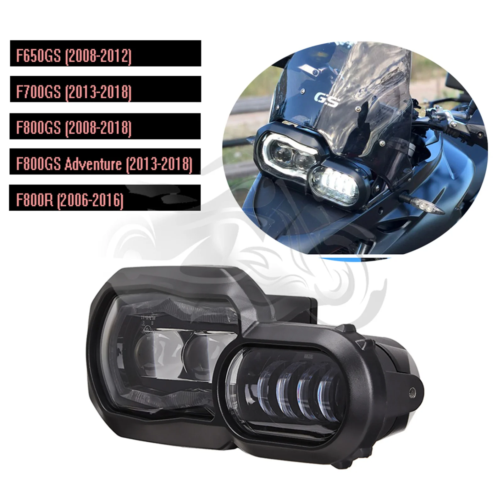 

Fit For F650GS F700GS F800GS Adventure F800R LED Projector Headlights Assembly Headlamp Angel eyes Daytime Running lights