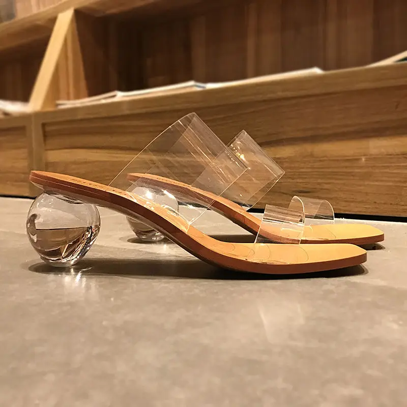 

Women's Shoes 2020 New Sandals Women's Word with Transparent Wild Women's Sandals Women's Thick Heel Crystal Heel Sexy Sandals