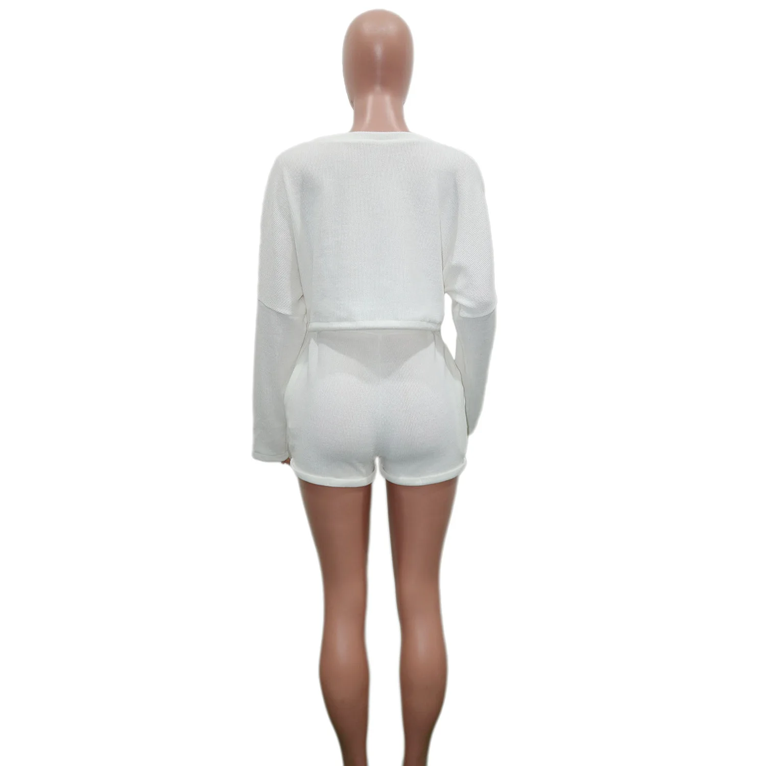 

HAOOHU Sexy Two Piece Playsuit Batwing Sleeve Sweater Top Pocket Shorts Set Fall Women Clothes Streetwear Outfits Matching Sets