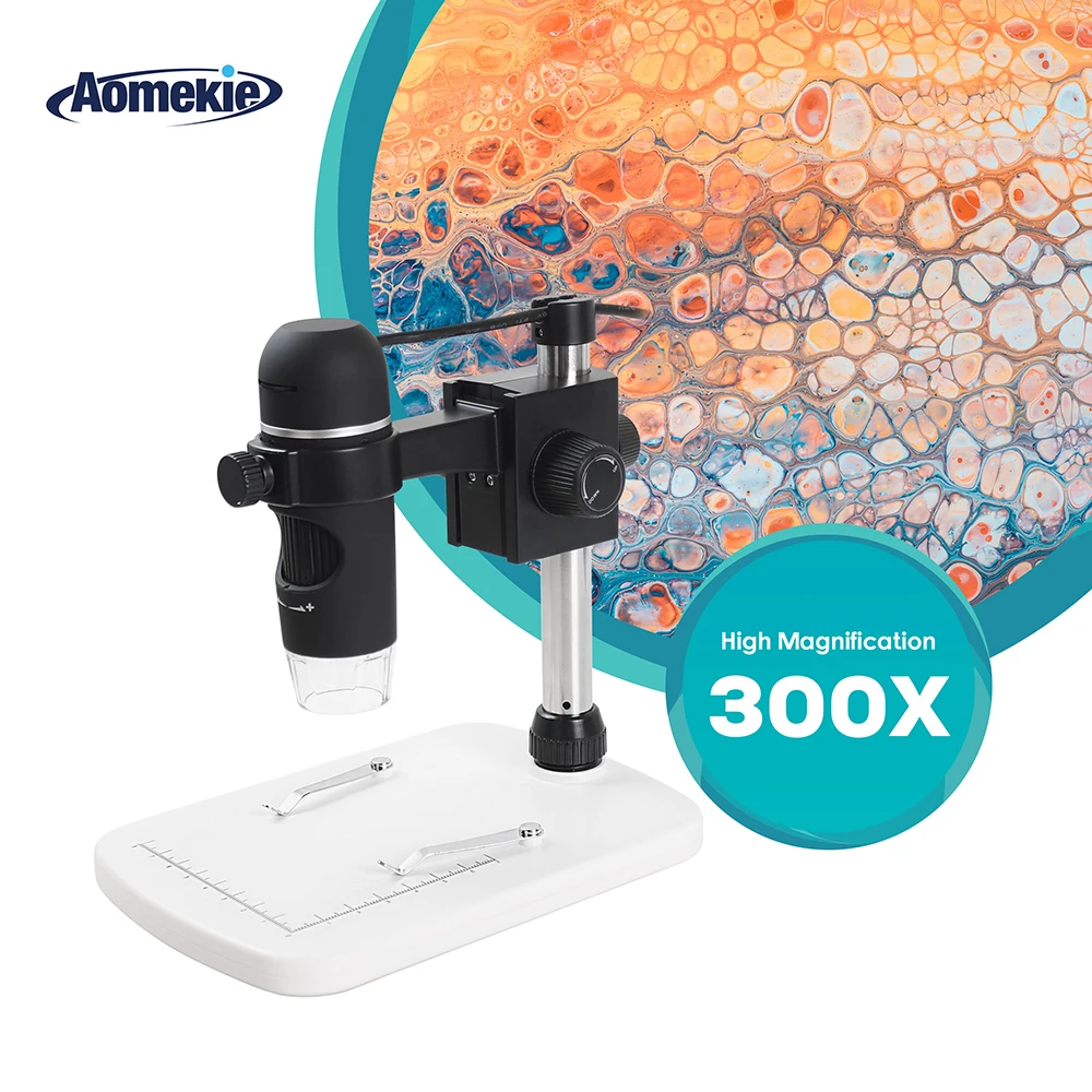 AOMEKIE 300X USB цифровой микроскоп зум 5MP HD 8 светодиодный карманный портативный