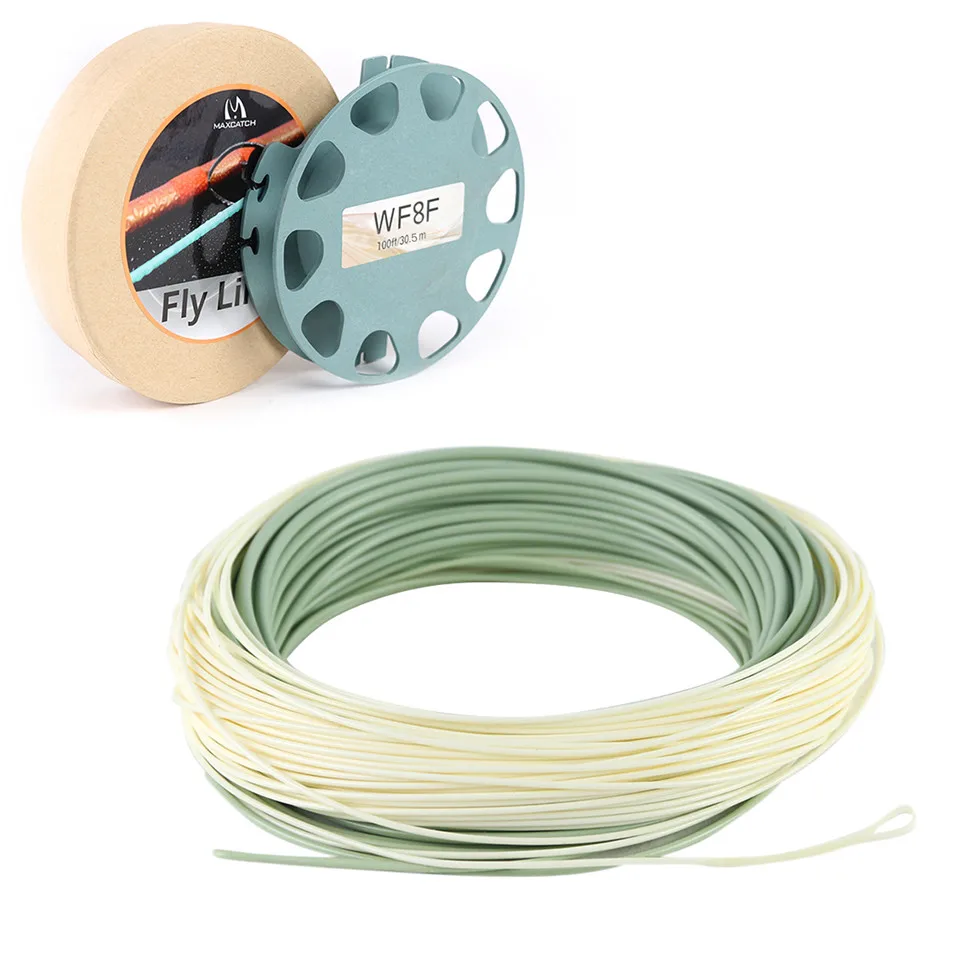 with Spool and Box Maximumcatch исходящая короткая Летающая леска 6-10wt 100FT Вес вперед морская Летающая леска с 2 сварными петлями - Цвет: with Spool and Box
