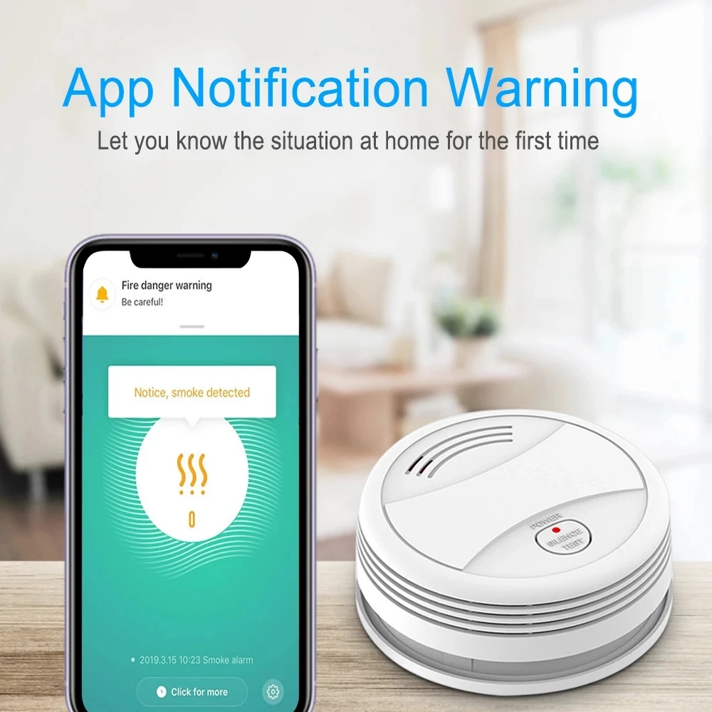 Wi Fi Tuya Smart детектор дыма Сенсор 80DB пожарная сигнализация противопожарной защиты
