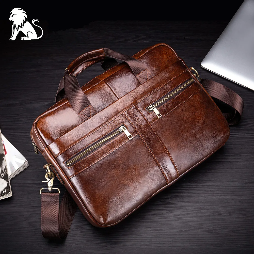 Деловой портфель из натуральной кожи для мужчин винтажная сумка компьютера