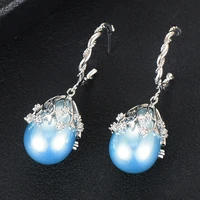 high quality luxury natural smoothly pearl pendant dangle earring for bridal wedding engagement shiny earrings fashion jewelry