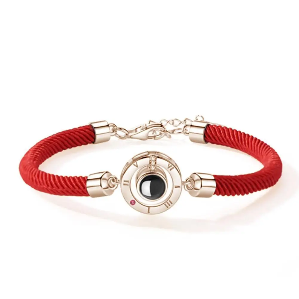 Lucky Red Handmade Rope Bracelet For Women Men Fashion Romantic Lover Couple 100 Language I Love You Projection Bracelet Gifts