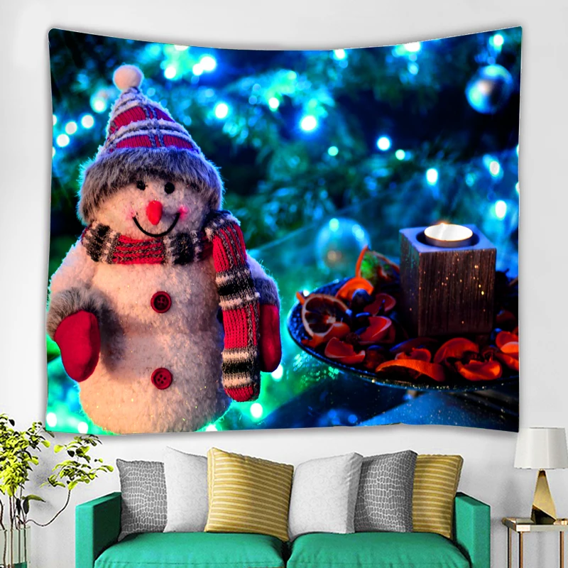 

Christmas Tapestry snowman doll artistic atmosphere warm family mural home life decorations