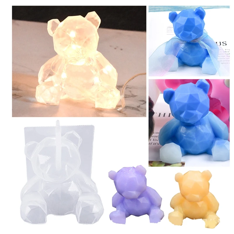 

3D Bear Ornaments Epoxy Resin Mold Aromatherapy Plaster Silicone Mould DIY Crafts Car Pendant Decorations Mold