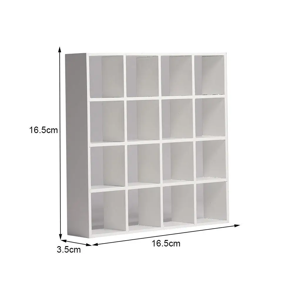 

Montessori Dollhouse Miniature Wooden Pure White compartment Bookshelf Classic Crea Shelves Pretend Toys Cute Drawer Furn