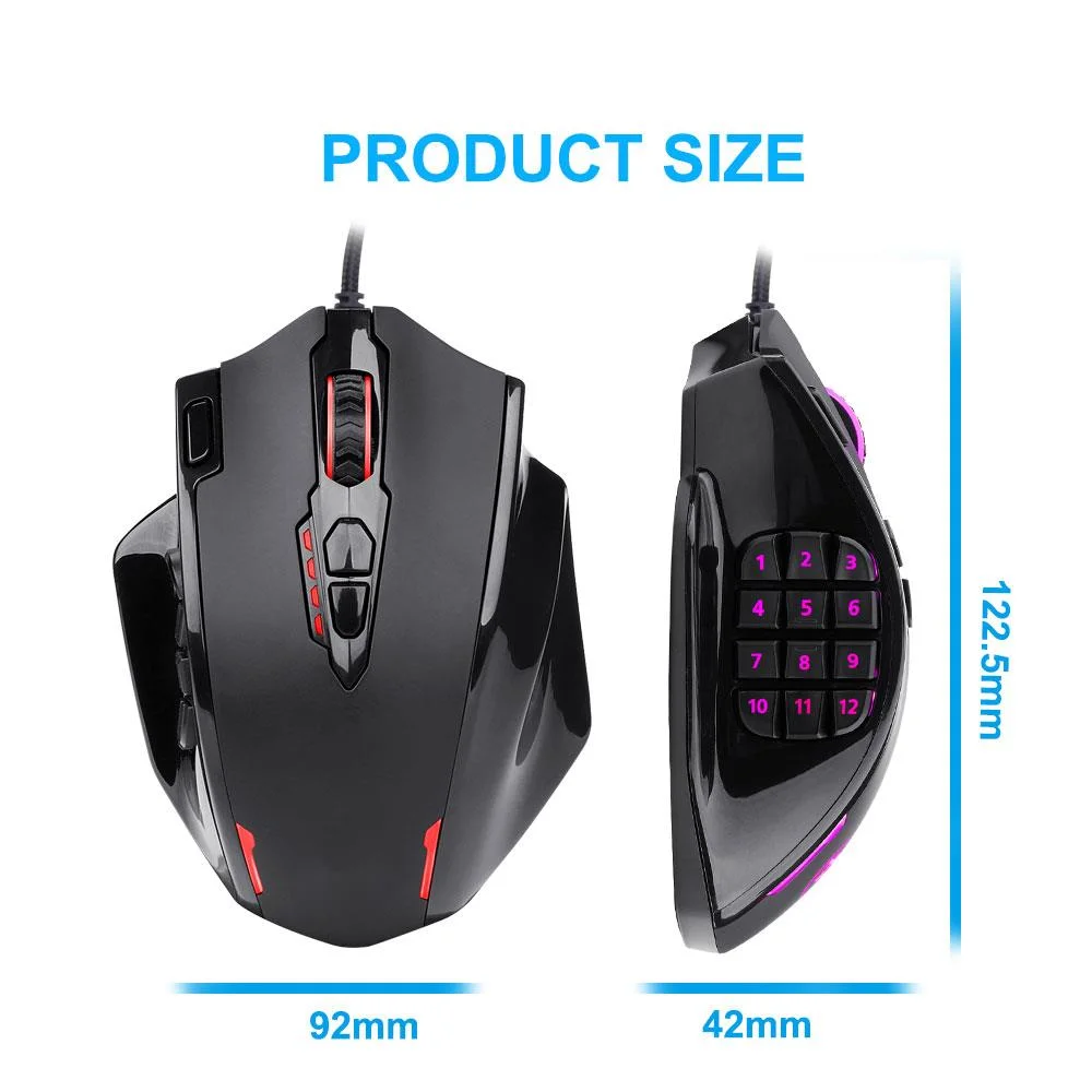 

Игровая оптическая мышь RGB, 12400 DPI, 17 кнопок