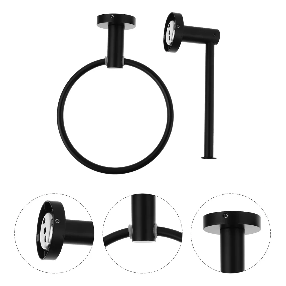 

2Pcs Multi-functional Bathroom Storage Rack Practical Towel Ring Towel Bar Set
