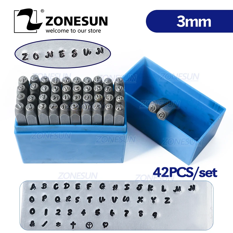 

ZONESUN 42PCS Jewelry Metal Stamps Alphabet Set A-Z Heart Symbol Letter Punch Die Case Craft Supplies Stamping Tools Steel Metal