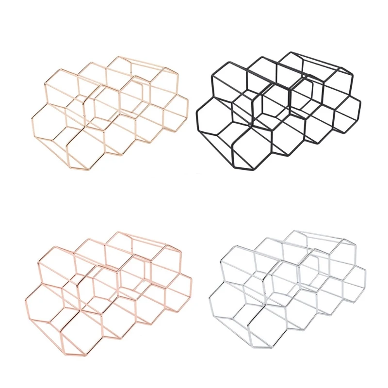

Modern Metal Honeycomb Wine Rack Wine Bottle Storage Beehive Tabletop Wine Rack