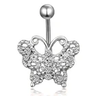 Пупок пупка кольца Бабочка паве CZ тело пирсинг свисающая штанга