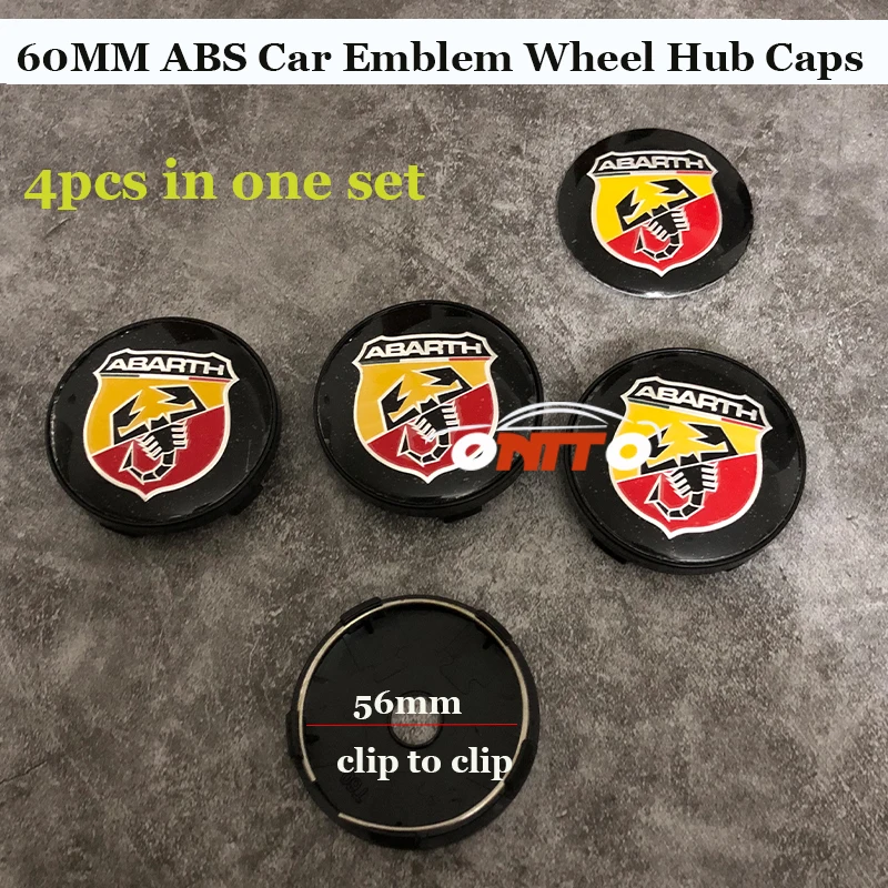 

Hot selling 60mm 2.36inch ABS Car Wheel hub Caps for Abarth Logo Badge Emblem Car Rims Wheel Center Covers 4PCS/SET