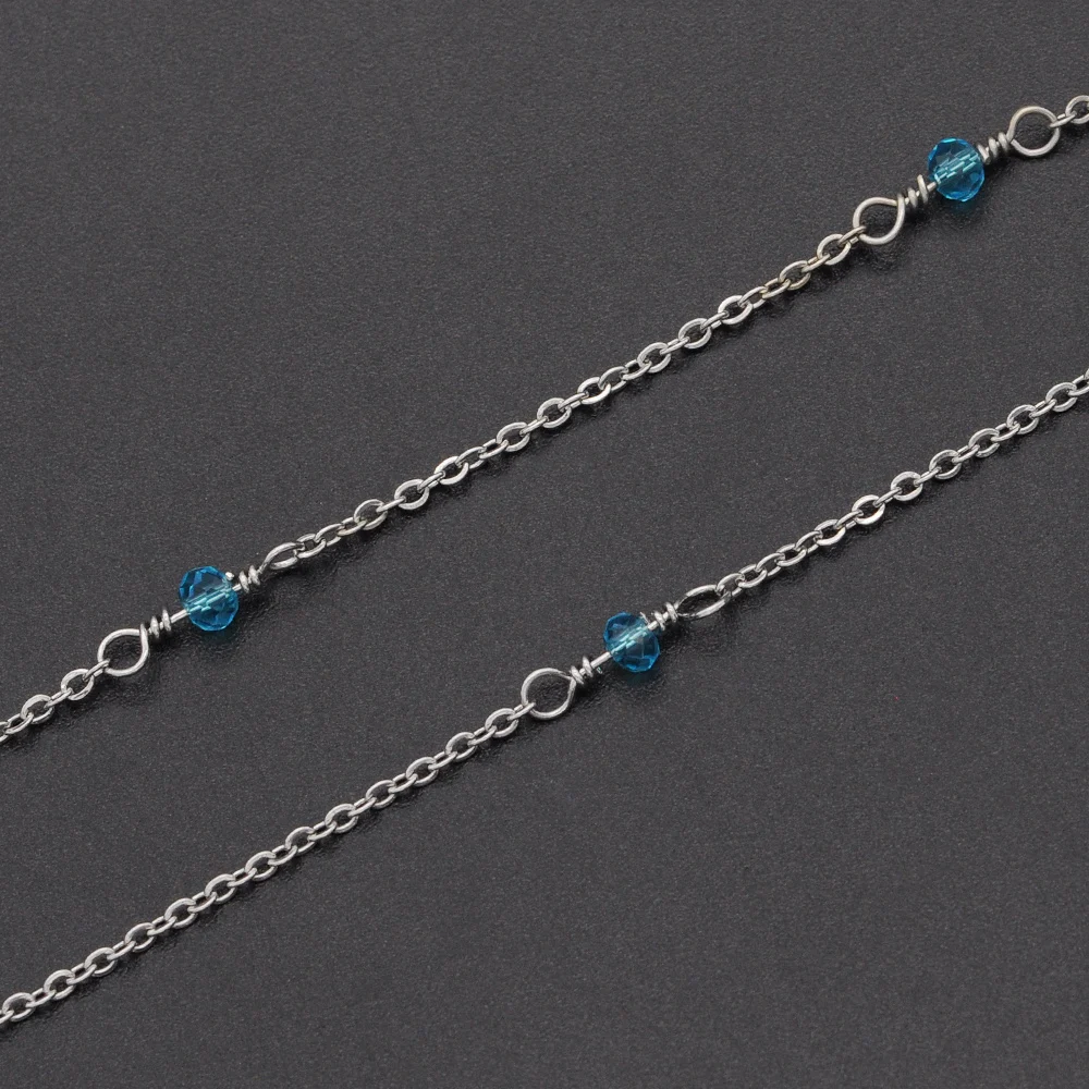 

30 Meters/lot Stainless Steel Natural Stone Beads diy jewelry Making Chains Wholesale Bulk Chain Supply Handmade Necklace Chain