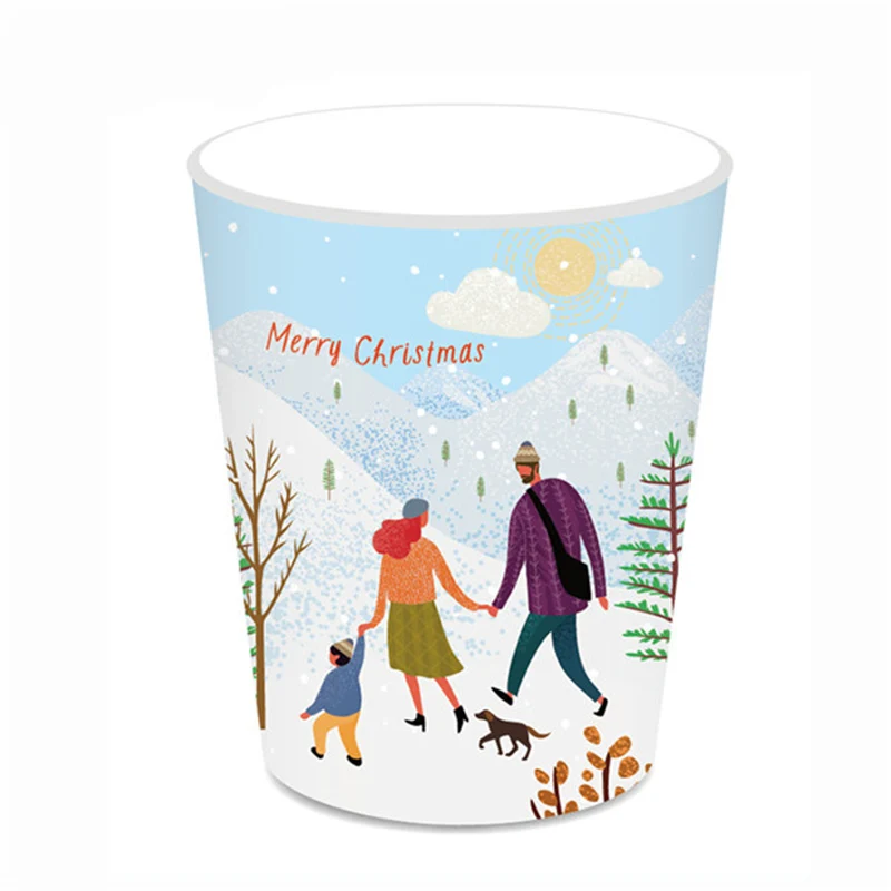 Рождественская тема одноразовая посуда набор мультфильм бумажные тарелки и