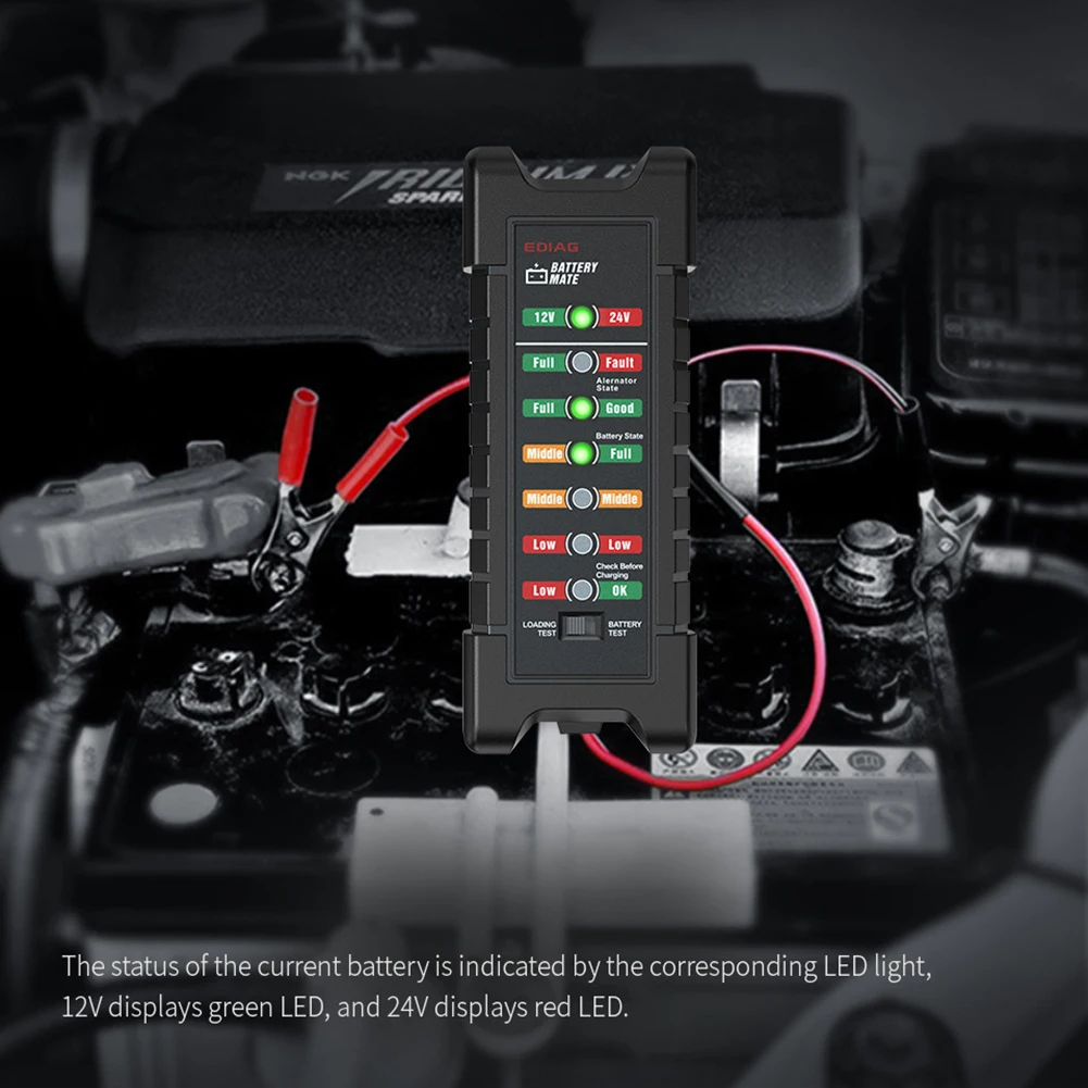 12V 24 V автомобиль Батарея тестер быстрого сгибать генератор 6 светодиодный