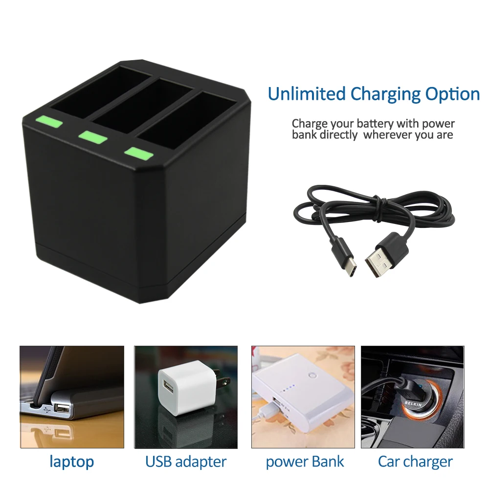AHDBT-501 аккумулятор 1500 мАч/AHDBT501 с двумя портами USB зарядное устройство 4,2 в для GoPro Hero 6 5 Стандартный аккумулятор 501 для Gopro Hero 5 6 7