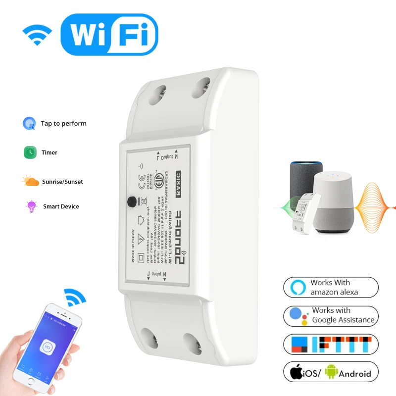 

1-8pcs Sonoff Basic R2 Wifi DIY Smart Wireless Remote Switch Smart Scene APP Voice Control Via Alexa Google Home EWeLink Home