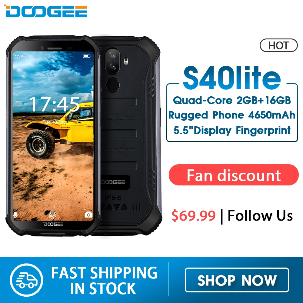 Смартфон DOOGEE S40 Lite защищенный IP68 2 + 16 ГБ Android 9 0 5 дюйма 4650 мА ч 8 МП|Смартфоны| |