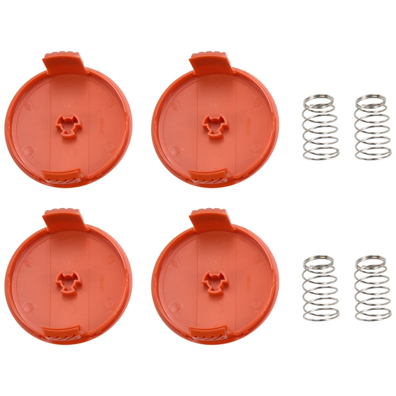 

8-Pack RC-100-P Replacement Spool Cap Covers and Spring for Black-Decker AFS Trimmer GH600 NST2018 CST2000