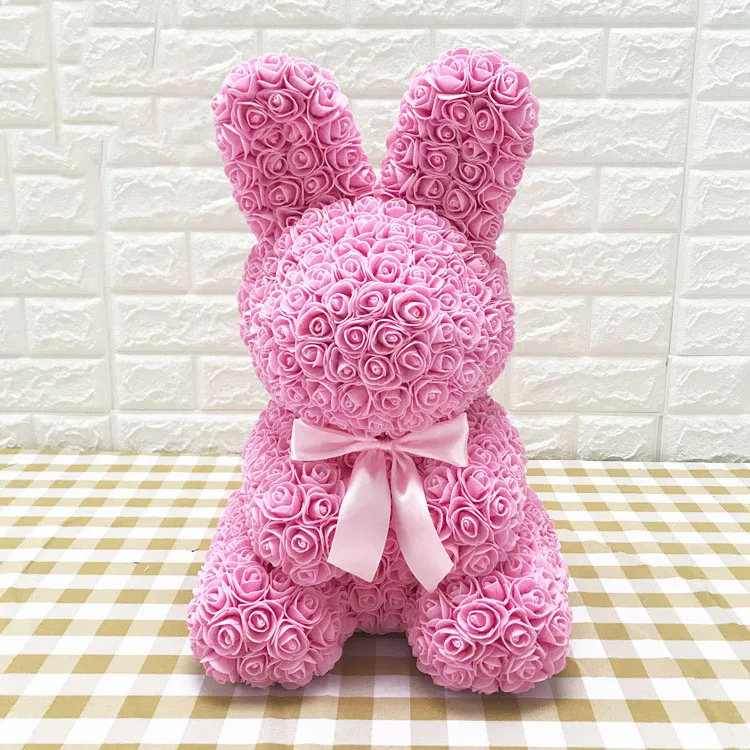 45cm pink rabbit Горячая Распродажа кролик, собака, панда, единорог, плюшевый медведь, роза, мыльный цветок, искусственная игрушка, рождественские подарки для женщин, подарок на день Святого Валентина - Цвет: 45cm pink rabbit