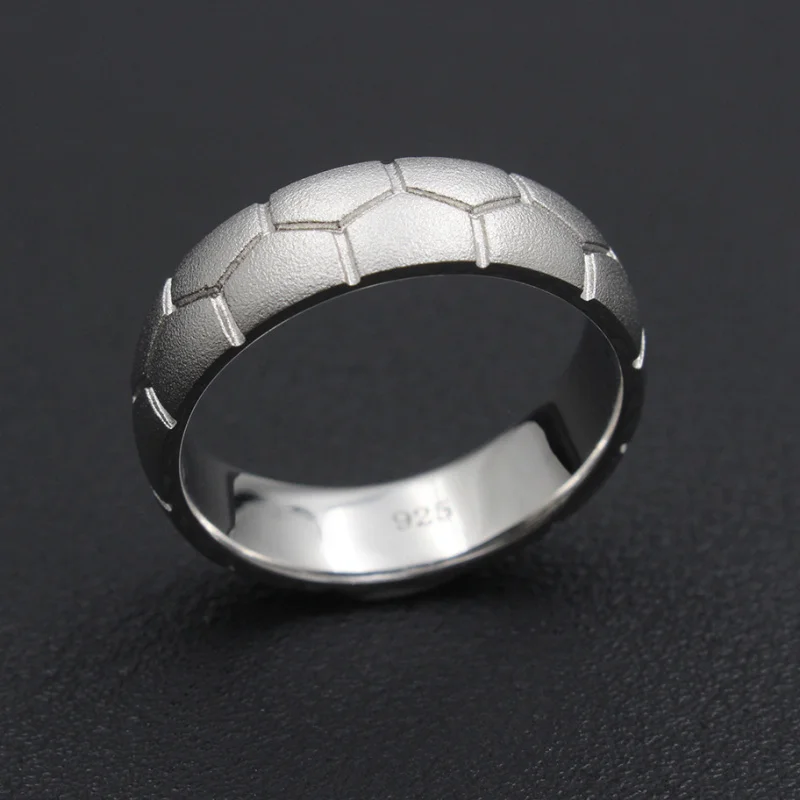 

Men`s Fantasy World Cup Football Soccer Symbol Band Sterling Silver Championship Ring